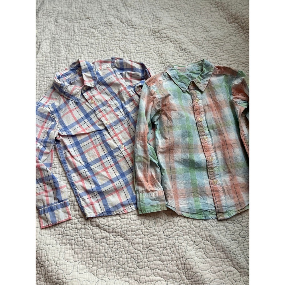 Carter's Boy's‎ 2 Pack Spring Plaid Button Down Shirts Size 5T